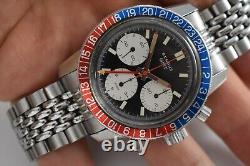 Vintage Benrus GMT Triple Register Chronograph 2446C Wrist Watch Runs lot. E