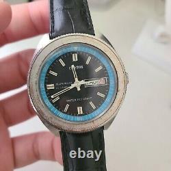 Vintage CLINTON Men's Automatic Diver watch world time 25Jewels 1970s