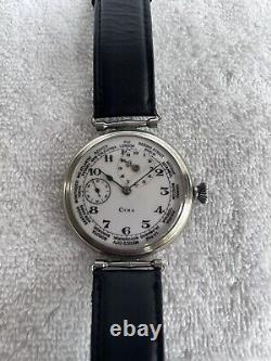 Vintage Cyma GMT World Dual Time Pocket Watch Conversion to Watch 15J Swiss Made