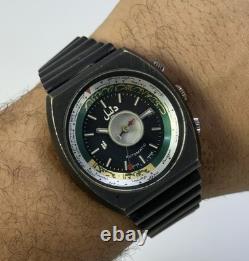 Vintage Dalil Qibla Compass & World Time Swiss Muslim Automatic 41mm GMT 1970's