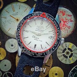 Vintage Enicar Sherpa World Time GMT Swiss Mens Watch 36mm Supertest Very Rare