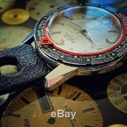 Vintage Enicar Sherpa World Time GMT Swiss Mens Watch 36mm Supertest Very Rare