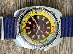 Vintage FRESARD Ruby Dial World time 40mm Diver Watch with Tritium Lume