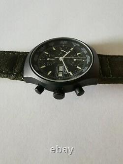Vintage Gallet Valjoux 7750 World-Time GMT chronograph automatic Black PVD
