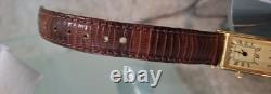 Vintage Luxury Gold Plated Tank Ladies Men's Dual Time Gmt Quartz Watch Medana