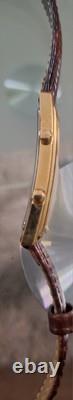 Vintage Luxury Gold Plated Tank Ladies Men's Dual Time Gmt Quartz Watch Medana