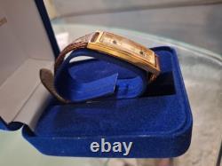 Vintage Luxury Gold Plated Tank Ladies Men's Dual Time Gmt Quartz Watch Medana