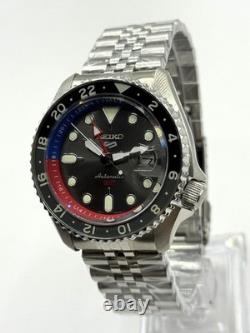 Vintage Refurbished Seiko 5 Sports GMT Gray Dial Analog Men's Wrist Watch