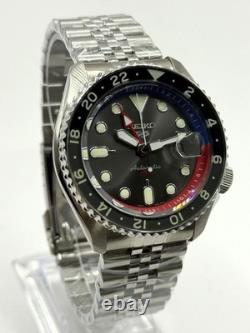 Vintage Refurbished Seiko 5 Sports GMT Gray Dial Analog Men's Wrist Watch