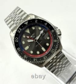 Vintage Refurbished Seiko 5 Sports GMT Gray Dial Analog Men's Wrist Watch