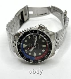 Vintage Refurbished Seiko 5 Sports GMT Gray Dial Analog Men's Wrist Watch