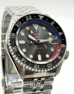 Vintage Refurbished Seiko 5 Sports GMT Gray Dial Analog Men's Wrist Watch