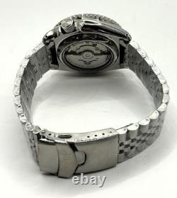 Vintage Refurbished Seiko 5 Sports GMT Gray Dial Analog Men's Wrist Watch
