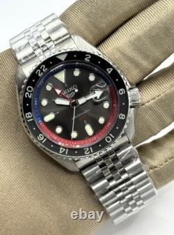 Vintage Refurbished Seiko 5 Sports GMT Gray Dial Analog Men's Wrist Watch