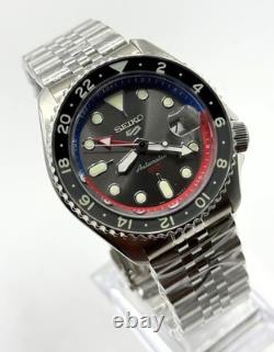 Vintage Refurbished Seiko 5 Sports GMT Gray Dial Analog Men's Wrist Watch