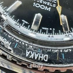 Vintage SEIKO 5 Sports Automatic Watch NH36A World Time Black Day Date GMT RUNS