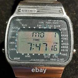 Vintage Seiko A358-5000 Gmt World Timer Digital Quartz Wristwatch