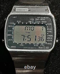 Vintage Seiko A358-5000 Gmt World Timer Digital Quartz Wristwatch