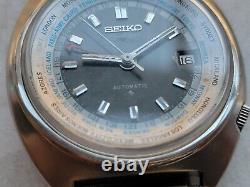 Vintage Seiko World Time GMT Automatic 6117-6400 41mm Watch 1970