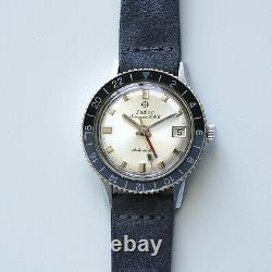 Vintage Zodiac Aerospace GMT Automatic Silver DIal -Black/Grey Bezel Ref 752 934