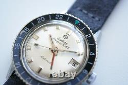 Vintage Zodiac Aerospace GMT Automatic Silver DIal -Black/Grey Bezel Ref 752 934