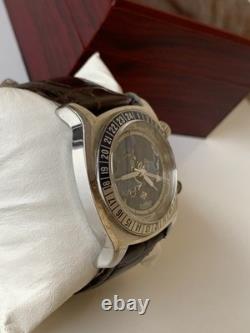 Vintage Zodiac Desert Master Zo7000 World Time Gmt Blue Dial Men Watch 44mm Rare