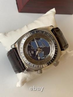 Vintage Zodiac Desert Master Zo7000 World Time Gmt Blue Dial Men Watch 44mm Rare