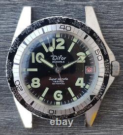 Vintage men's diver 5 ATM Difor Super Etanche hand-winding watch World Time GMT