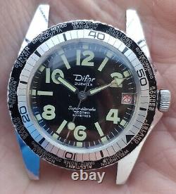 Vintage men's diver 5 ATM Difor Super Etanche hand-winding watch World Time GMT