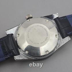 Vintage swiss 100 men's automatic watch day/date GMT Blue dial 1970s