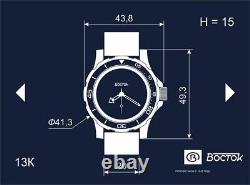 Vostok Amphibia 13003V Russian Military GMT Watch Automatic USA Seller