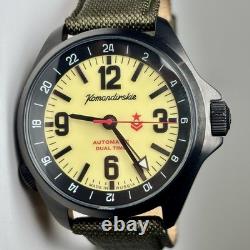 Vostok K-34 Automatic DualTime GMT 42mm Watch Komandirskie 2426/476773 LUME DIAL
