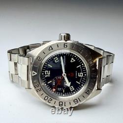 Vostok Komandirskie Automatic GMT Russian Military Stainless Dive Watch 650539