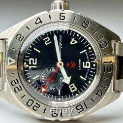 Vostok Komandirskie Automatic GMT Russian Military Stainless Dive Watch 650539