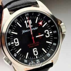 Vostok Komandirskie K-34 Automatic Dual Time GMT Black Dial Watch 2426/470612
