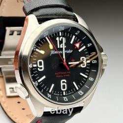 Vostok Komandirskie K-34 Automatic Dual Time GMT Black Dial Watch 2426/470612
