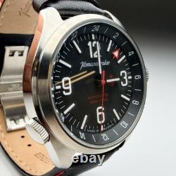 Vostok Komandirskie K-34 Automatic Dual Time GMT Black Dial Watch 2426/470612