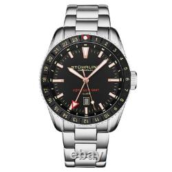 Voyager GMT 4017 Quartz GMT 42mm Diver Silver/Stainless Steel Black Dial Wrist