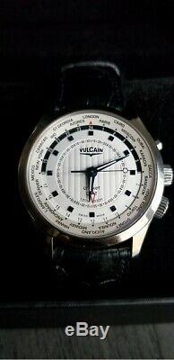 Vulcain Aviator, World Time, GMT, Cricket Alarm, Store Model, Unused, Deployant