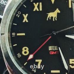 Watchdog GMT Mens Swiss Quartz GMT Date 24-Hour Black Dial Stainless Case