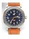 Watchdog GMT Mens Swiss Quartz GMT Date Blue Dial Brown Leather Strap