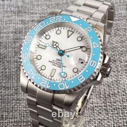 White Dial Luminous NH34 GMT Sky Blue 200M Dive Automatic Men Watch Sapphire
