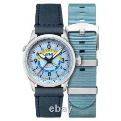 Wingman Worldtimer GMT Automatic Blue / Blue Leather Blue Dial Wristwatch AV-4