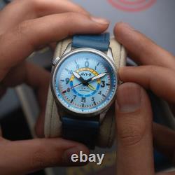 Wingman Worldtimer GMT Automatic Blue / Blue Leather Blue Dial Wristwatch AV-4