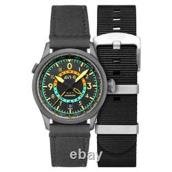 Wingman Worldtimer GMT Automatic Gray / Gray Leather Gray Dial Wristwatch AV-4