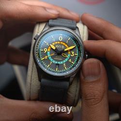 Wingman Worldtimer GMT Automatic Gray / Gray Leather Gray Dial Wristwatch AV-4