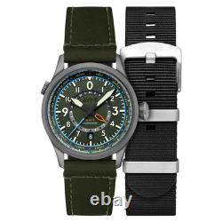 Wingman Worldtimer GMT Automatic Green / Green Leather Green Dial Wristwatch A