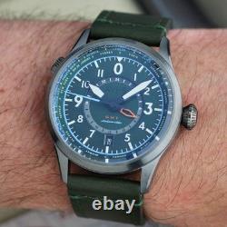 Wingman Worldtimer GMT Automatic Green / Green Leather Green Dial Wristwatch A