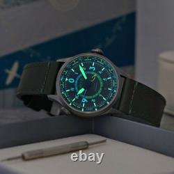 Wingman Worldtimer GMT Automatic Green / Green Leather Green Dial Wristwatch A