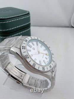 WishDoit GMT Swiss Quartz White Dial 41mm Sapphire Full Kit Warranty Card